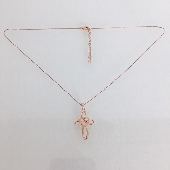 Women’s Copper Celtic Knot Cross Pendant and Box Chain Necklace Shiny Religious - Picture 3 of 11